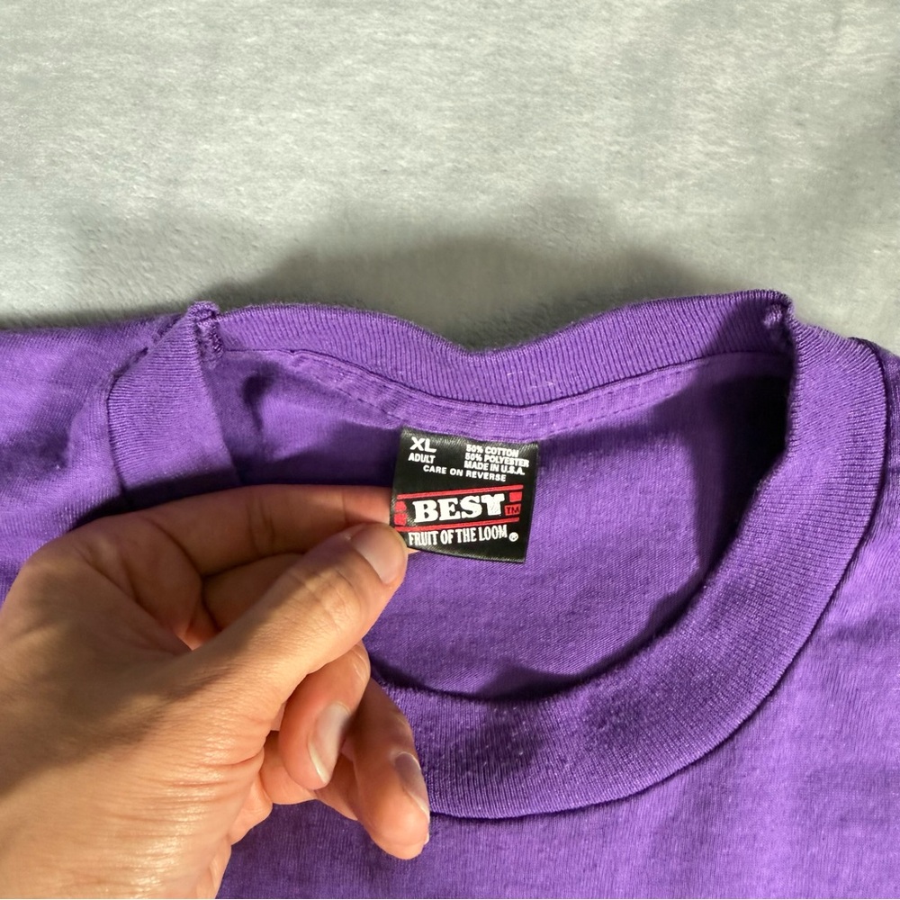Vintage Judge Baldwins Wheat Ale T Shirt Mens XL Colorado Springs Purple 90s - Picture 6 of 8